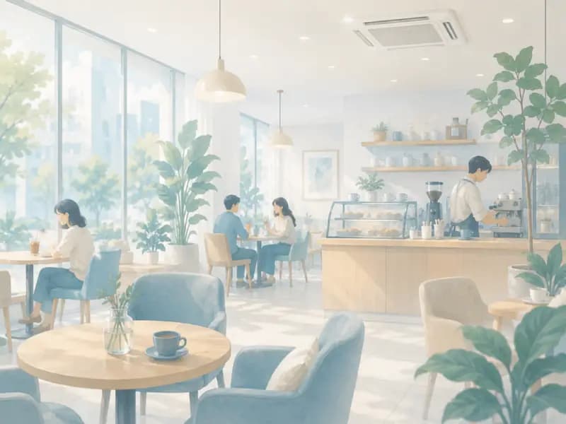 Illustration: people relaxing in a cool café